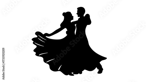 Elegant couple dancing embrace silhouette wedding romance love celebration graphic art design beauty passion