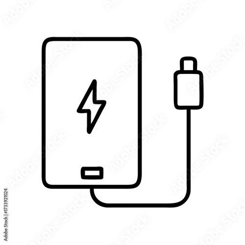Vector art of power bank with cable, a simple and elegant line art illustration