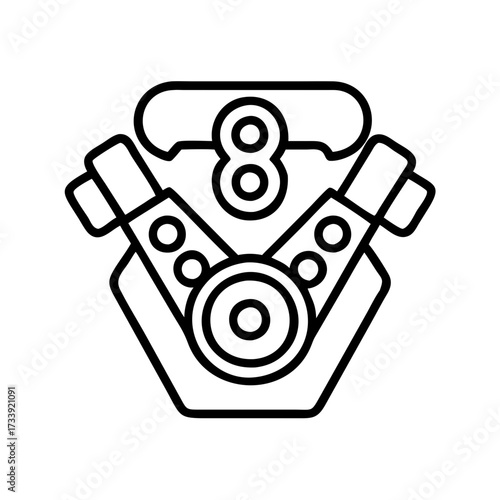 Vector art of vector illustration of a sixcylinder engine, showcasing its design and functionality