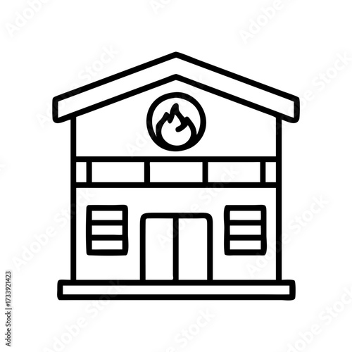 Vector art of fire station building, a symbol of local fire protection and emergency assistance