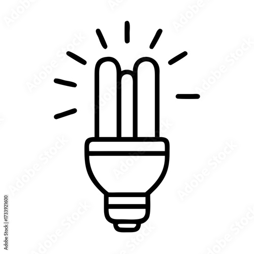 Vector art of energy saving light bulb fluorescent lamp outline icon eco friendly light source