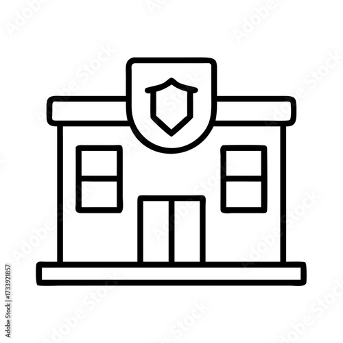 Vector art of police station icon thin line vector illustration of a law enforcement building