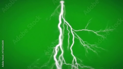 White Lightning Bolt Against a Green Screen Backdrop