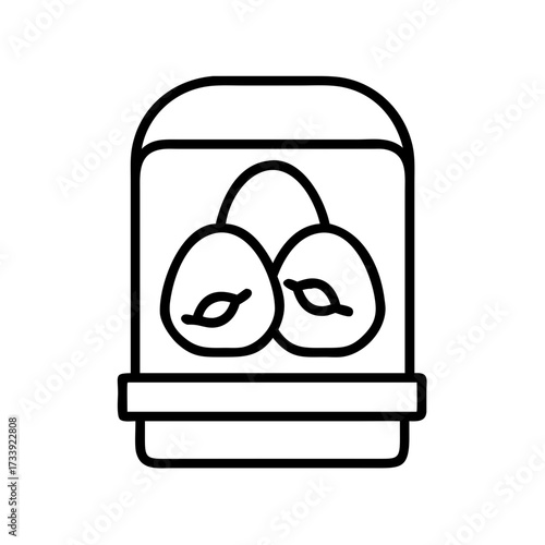Vector art of elegant display case with two pears inside, a fruit exhibit