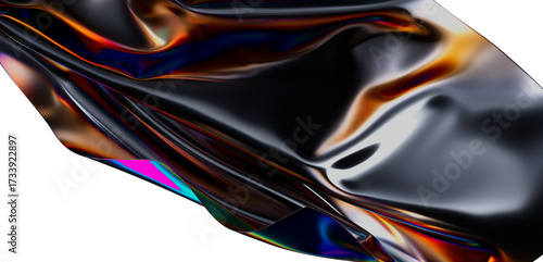 Canvas-taulu Sleek, dark iridescent fabric flowing abstractly