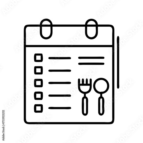 Vector art of meal plan calendar diet schedule with spoon and fork for healthy eating