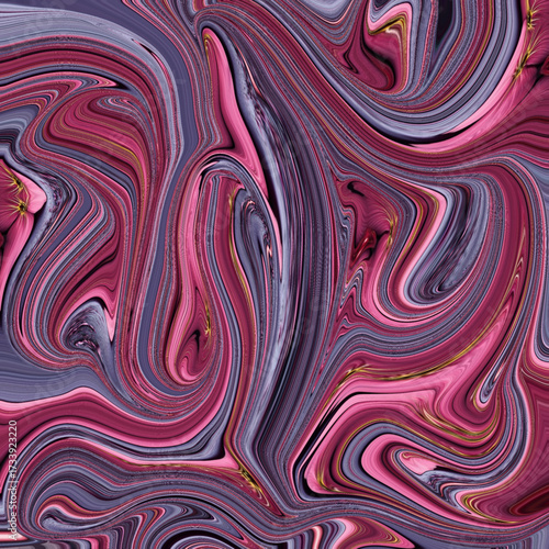 Vivid pink and violet swirl abstract with flowing curves, dreamy artistic marbled background for design.