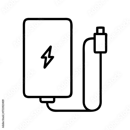 Vector art of power bank with cable portable charger for smartphone or other gadget