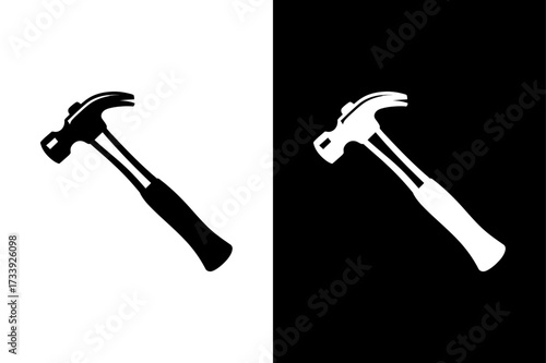 Hammer Icon Silhouette Vector. Minimal Glyph Tool Symbol Design