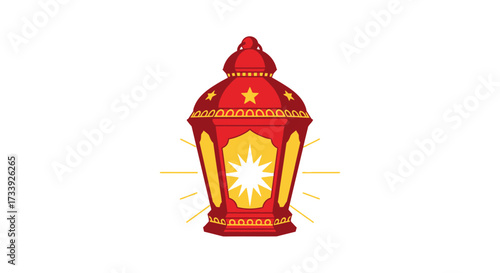A radiant red and gold lantern with shining star invoking warmth and festivity design concept with