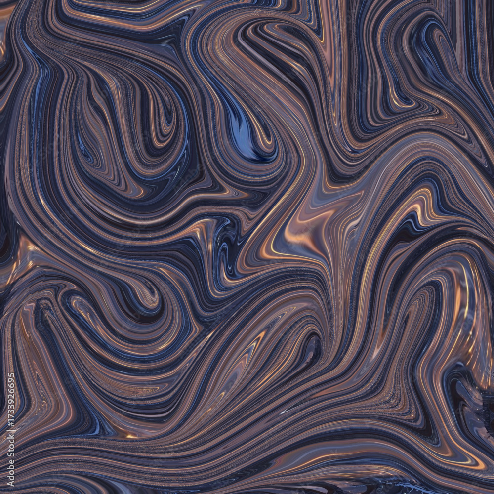 Fototapeta premium Abstract fluid swirl pattern with metallic gold highlights, modern art texture, luxury background design for creative projects.