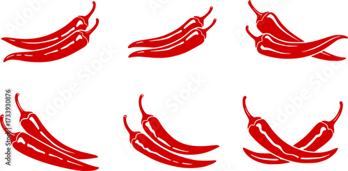 Spice level marks - mild, spicy and hot. Green and red chili pepper. Symbol of pepper with fire. Chili level icons set. Vector illustration isolated on white background