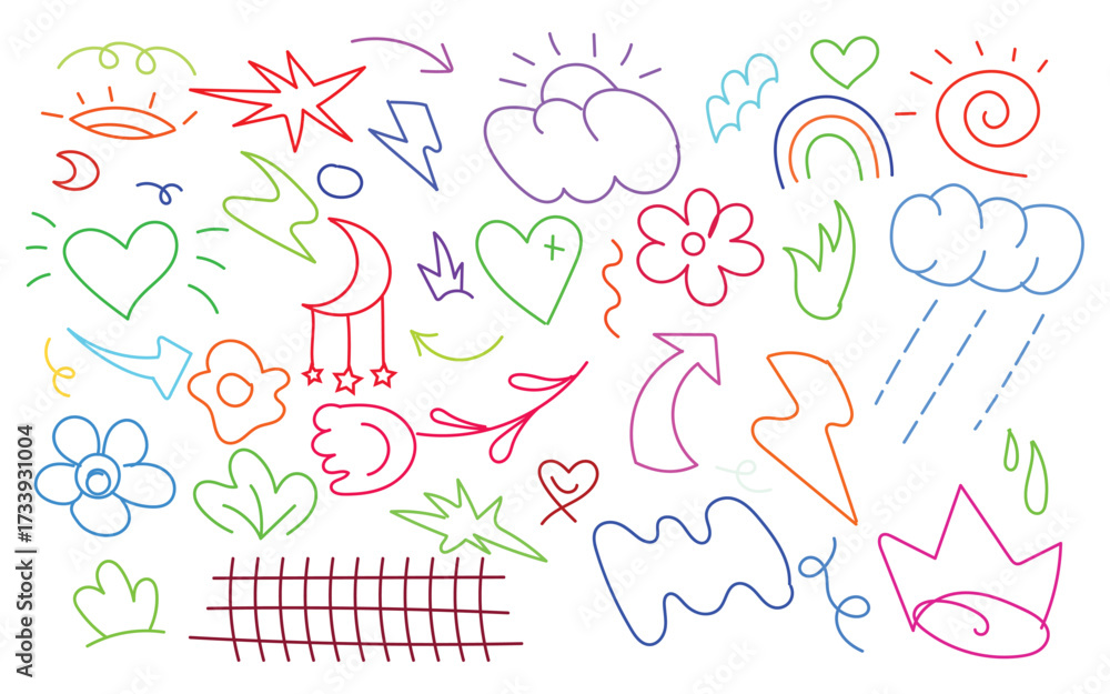 Fototapeta premium Colorful doodle elements on white background design