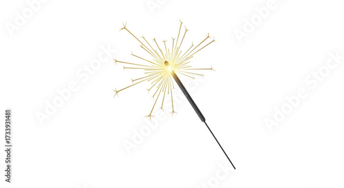 A dazzling sparkler against a pristine white backdrop radiating festive luminosity with its golden