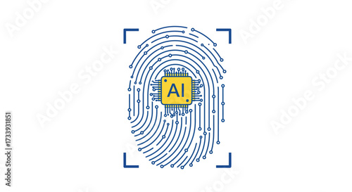 AI fingerprint vector illustration biometric identification with artificial intelligence technology concept for security and access control on transparent background