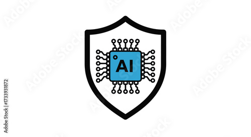 AI security shield icon vector illustration of artificial intelligence protection on transparent background