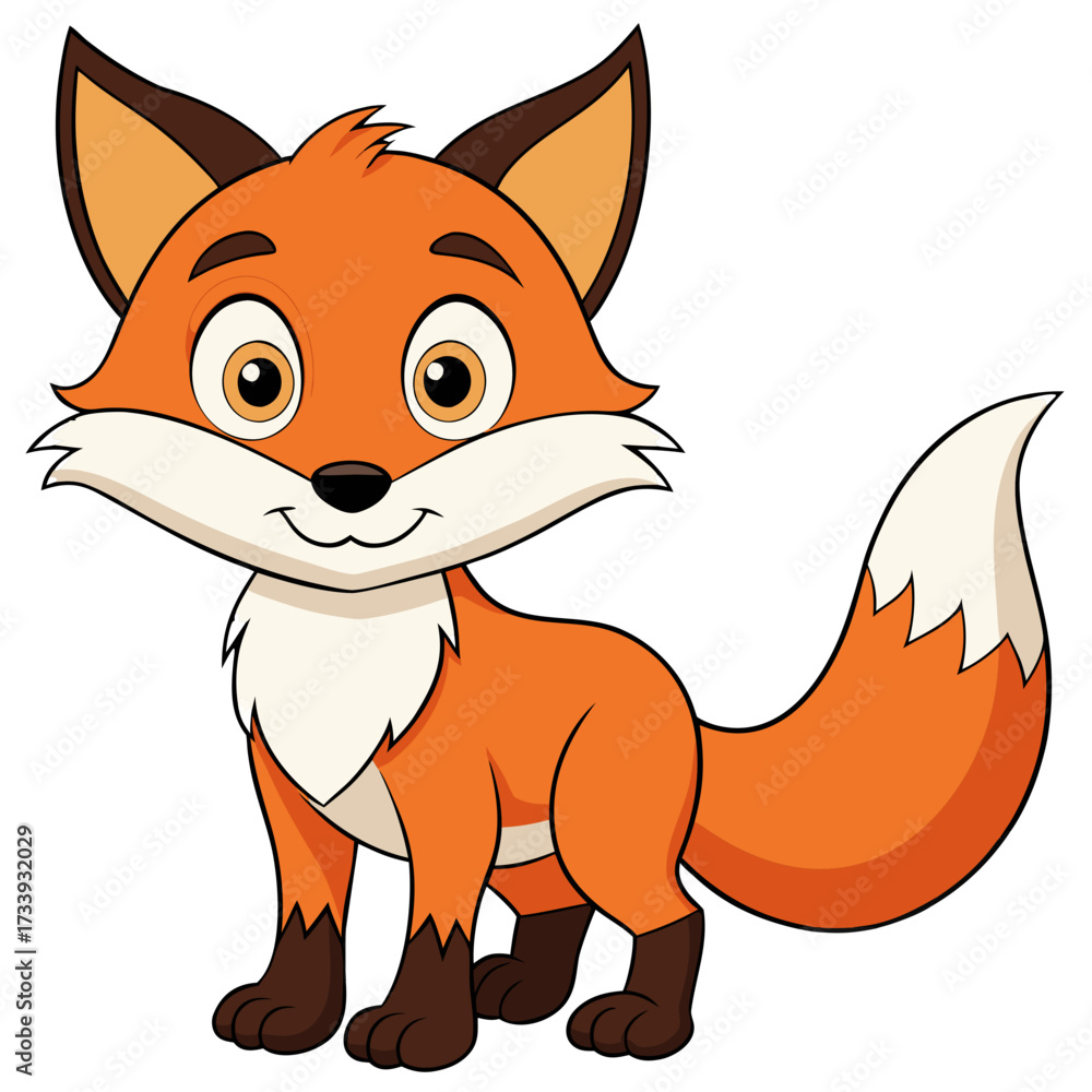 Fototapeta premium Cute Cartoon Fox with Bright Eyes and a Playful Expression
