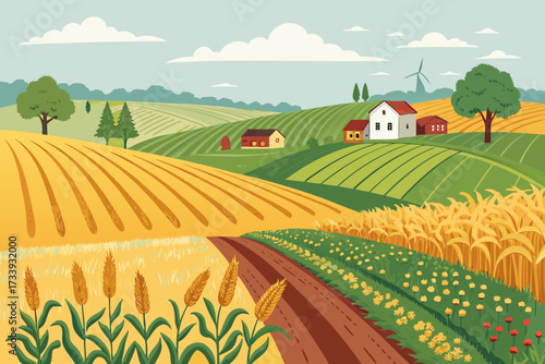 Featuring Farmland With Crops Bold Agricultural Res Dynamic Creative Visual