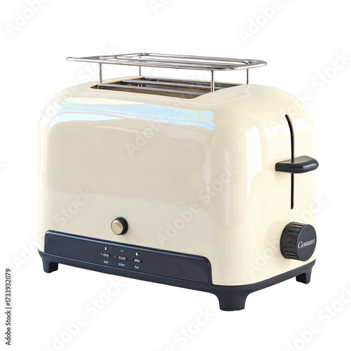(AI) Cream retro toaster a classic kitchen appliance on transparent background