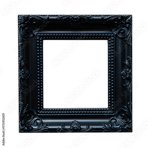 (AI) Elegant black picture frame ornate design empty space for artwork classic on transparent background