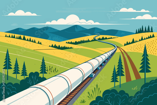 Gas Pipeline Across Landscape Bold Energy Premium Digital Asset Ideal for Marketing