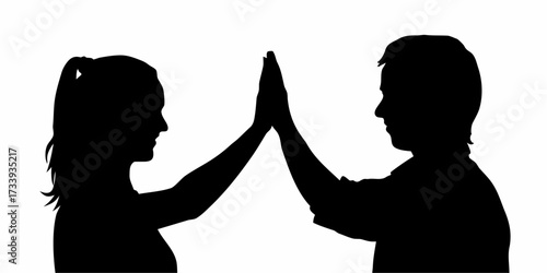 Dynamic duo celebrating success with a high five, embodying teamwork, achievement, and partnership for modern business and lifestyle projects