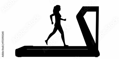 Dynamic silhouette of a woman running on a treadmill, embodying fitness and active lifestyle.
