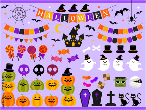 ハロウィンのイラストセット