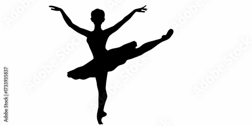 Graceful ballerina silhouette in elegant pose, capturing the essence of dance, performance, and artistic expression with fluid motion and poise.