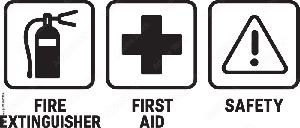 Fototapeta premium Black And White Safety Icons