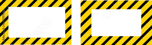 Yellow and black caution warning tape frame. Warning tape with yellow and black Diagonal stripes rectangle square box frame. Caution tape border and safety stripe. Hazardous warning tape sets
