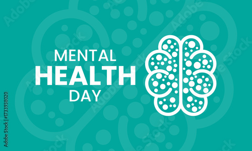 Mental health day with human brain vector banner design for world mental disease patient awareness