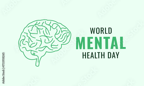 World mental health day banner with human brain sign vector illustration for mind stress patient disease awareness