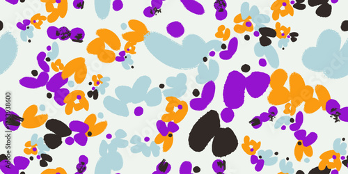 Floral seamless pattern with different abstract flowers. Vector background, design, print, wrapping paper, textile, wallpaper