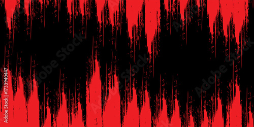Red grunge brush on black background with splash stroke. Simple brush art texture. Grunge sports. EPS 10.