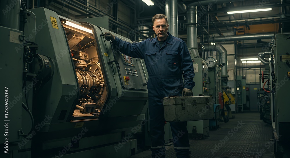 Naklejka premium Precision Machining: Skilled Technician at Work