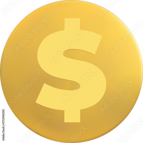 Dollar coin vector icon, usd money cash, golden coin American currency, finance, investment, banking business game asset