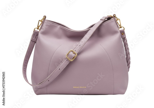 фотографія Elegant lavender leather hobo bag isolated, stylish shoulder purse with braided