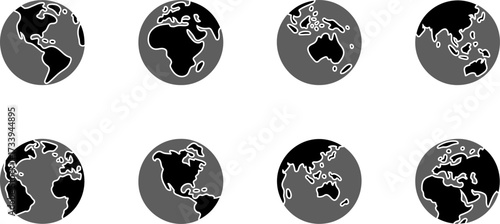 Set of Eight Rotating World Globes