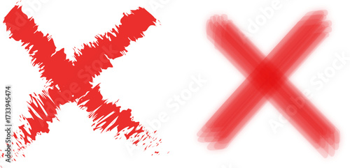 Two red x marks one sharp and one blurred on white background