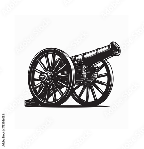 Ancient Cannon Vector Illustration of Historical Weapon in Vintage Military Style Design