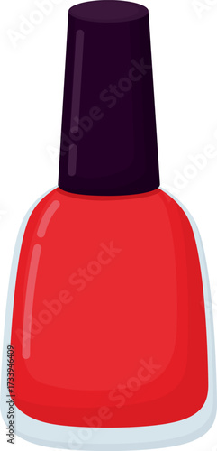 Bottle with red nail polish. Illustration with manicure product isolated on white