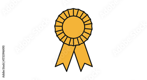 A golden rosette badge signifies achievement, honor and symbolizes recognition of noteworthy