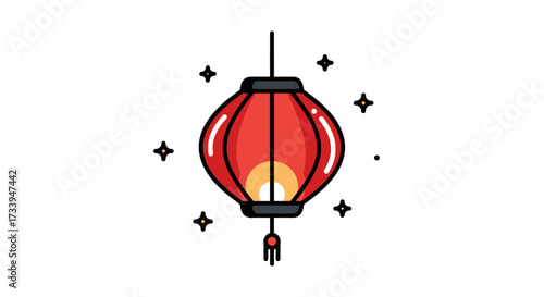 Vibrant chinese lantern illustration with sparkling lights and festive atmosphere emanating asian