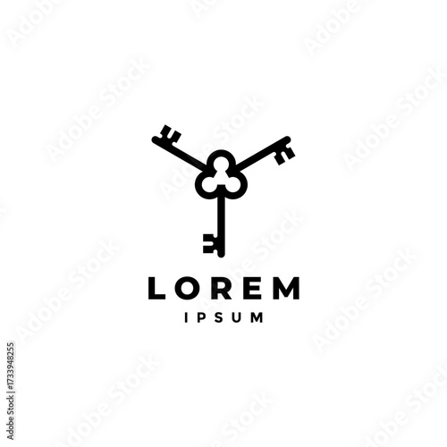 Three Eyed Key Triangle Logo Design. Three Keys Rotating Within a Triangle Logo Design.