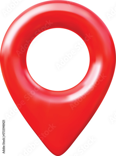 Geotag 3d vector icon, realistic map pin red color, travel app navigation GPS location mark, map pointer sign, position