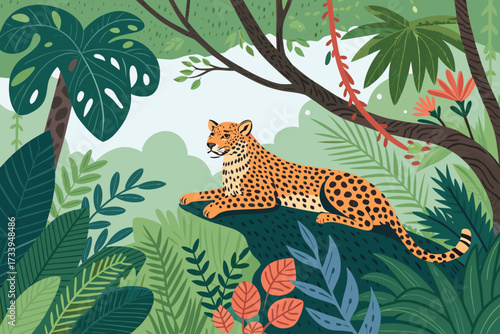 Stunning Leopard Resting Jungle Trees Bold Wild Creative Visual