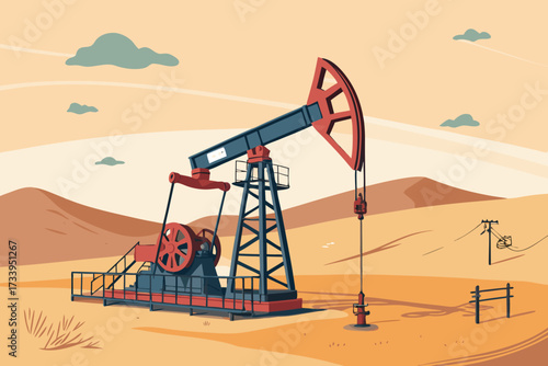 Depicting Oil Pump Jack Desert Bold Energy Resou Elegant Professional Photo