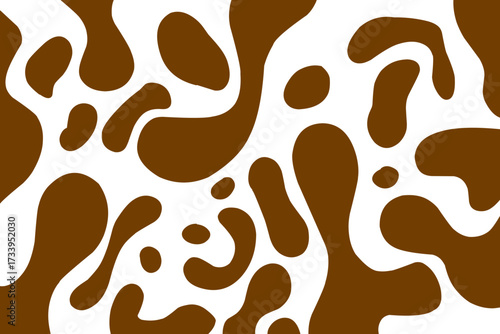 Abstract chocolate splash and drip background with fluid brown organic shapes.