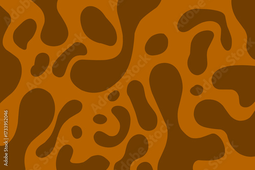 Abstract chocolate splash and drip background with fluid brown organic shapes.